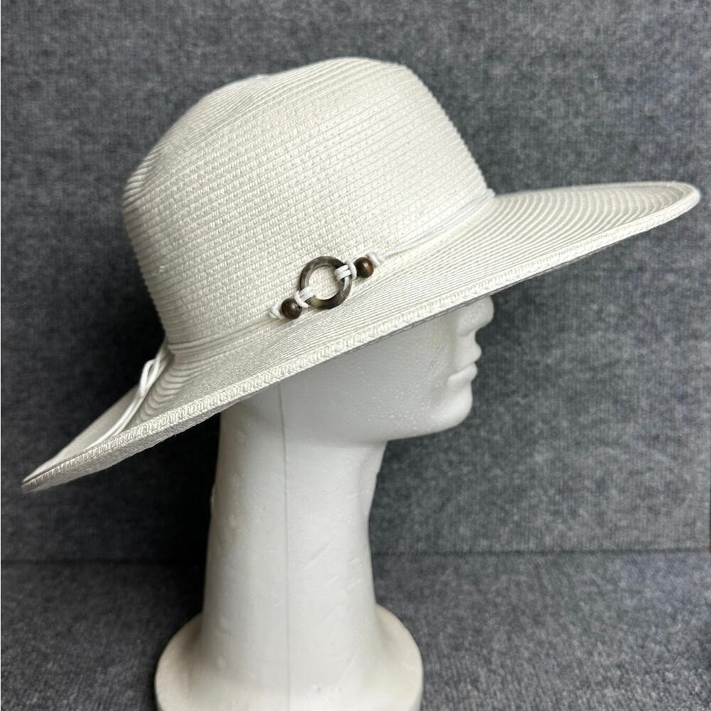 Croft Barrow M white floppy hat wide brim straw 22.25” inside NWT boho beach